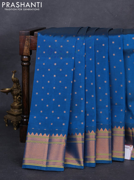 Peacock Blue Semi Paithani Silk Saree
