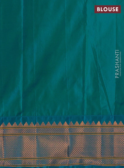 Teal Blue Semi Paithani Silk Saree