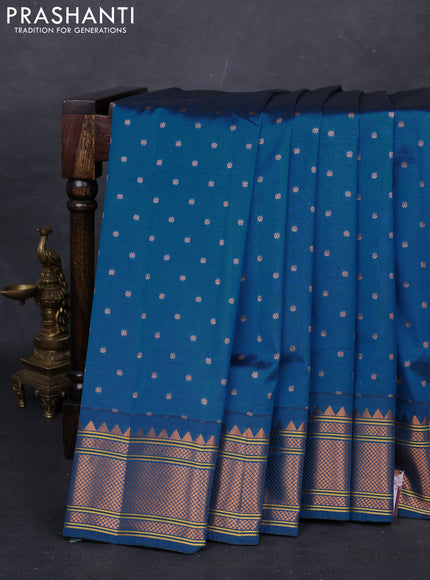 Peacock Blue Semi Paithani Silk Saree