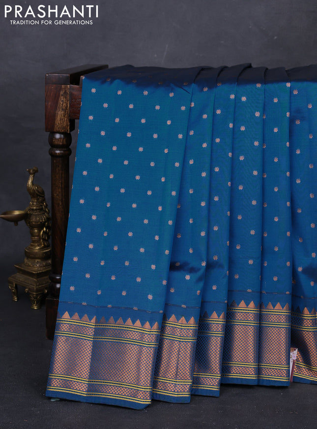 Peacock Blue Semi Paithani Silk Saree