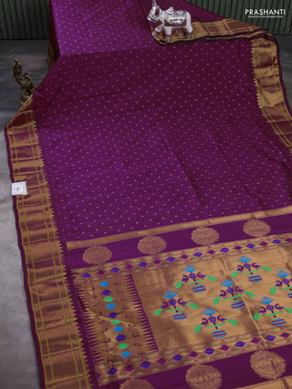 Wine Semi Paithani Silk Saree