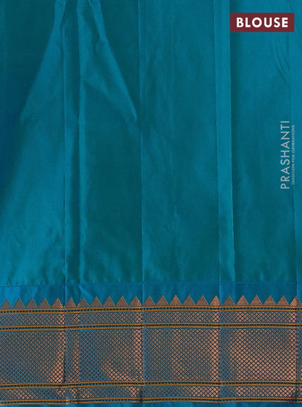 Teal Blue Semi Paithani Silk Saree
