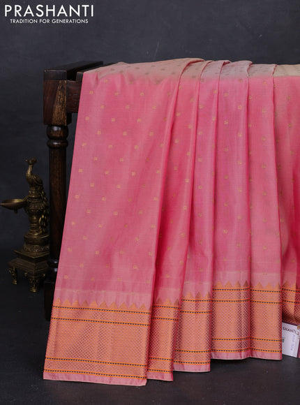 Peach Semi Paithani Silk Saree