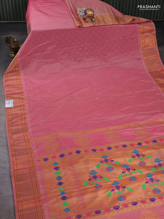 Peach Semi Paithani Silk Saree