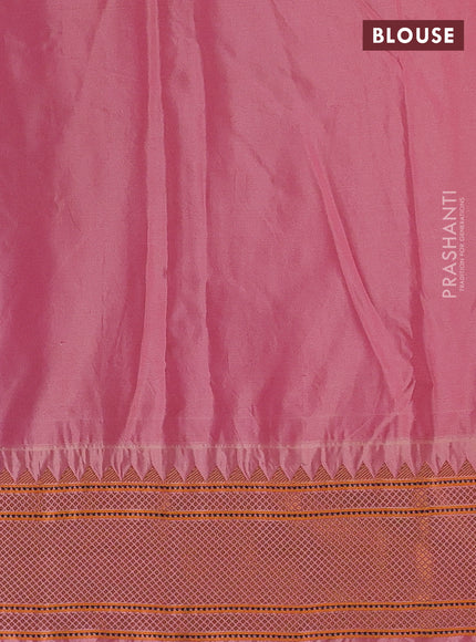 Peach Semi Paithani Silk Saree