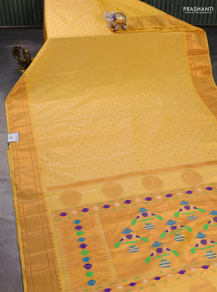 Yellow Semi Paithani Silk Saree