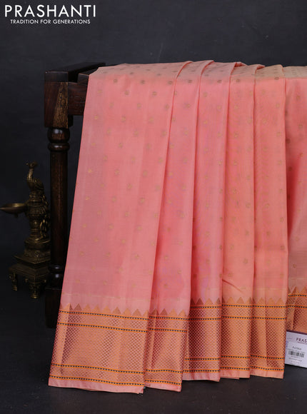 Peach Semi Paithani Silk Saree