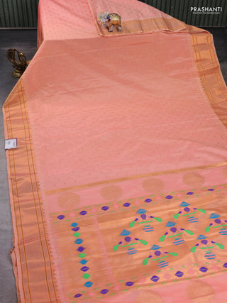 Peach Semi Paithani Silk Saree