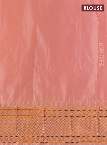 Peach Semi Paithani Silk Saree