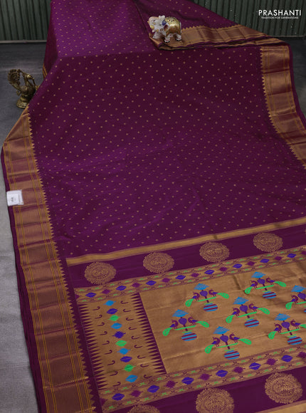 Wine Semi Paithani Silk Saree