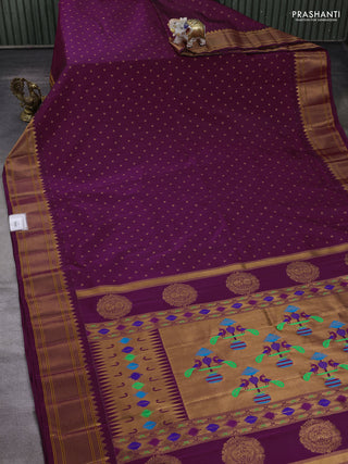 Wine Semi Paithani Silk Saree