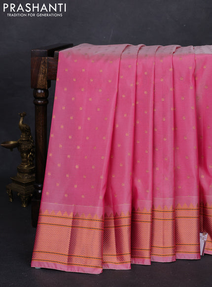 Pastel Pink Semi Paithani Silk Saree