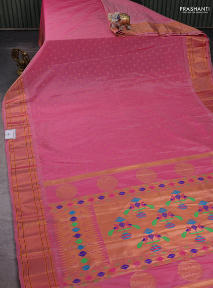 Pastel Pink Semi Paithani Silk Saree