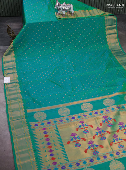 Teal Green Semi Paithani Silk Saree