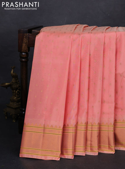 Peach Semi Paithani Silk Saree