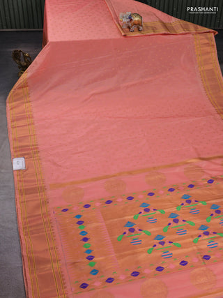 Peach Semi Paithani Silk Saree