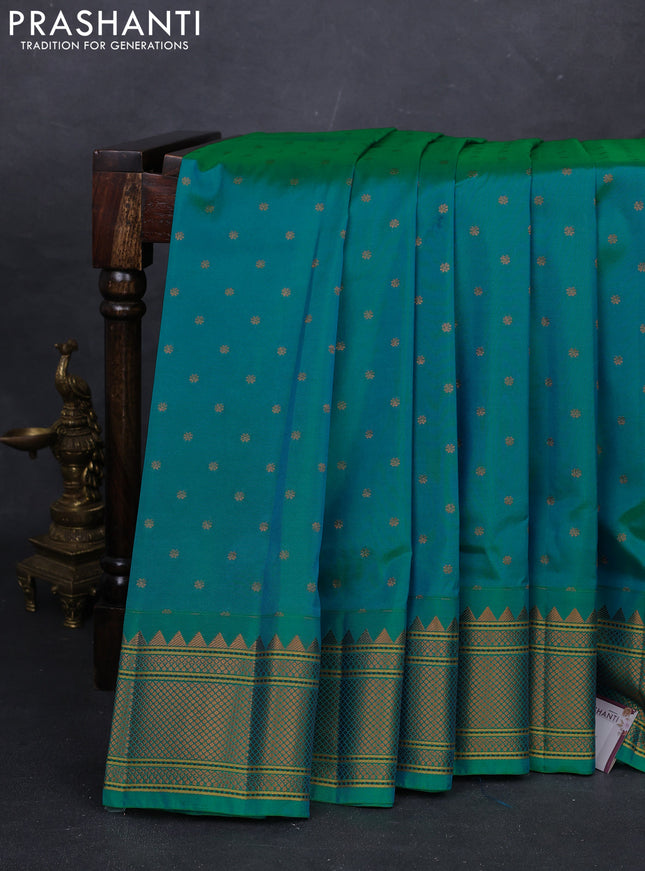 Teal Green Semi Paithani Silk Saree