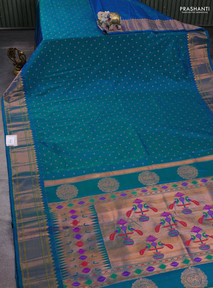 Blue Semi Paithani Silk Saree