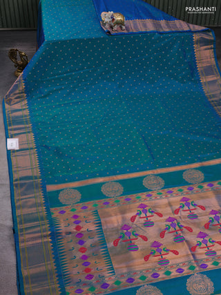 Blue Semi Paithani Silk Saree