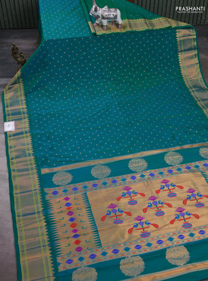 Treal Green Semi Paithani Silk Saree