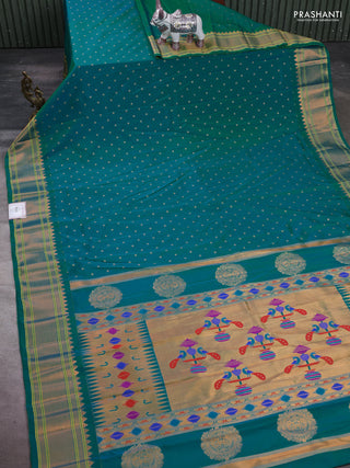 Treal Green Semi Paithani Silk Saree