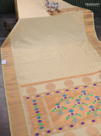 Cream Semi Paithani Silk Saree