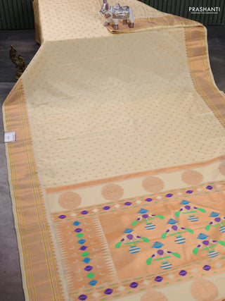Cream Semi Paithani Silk Saree