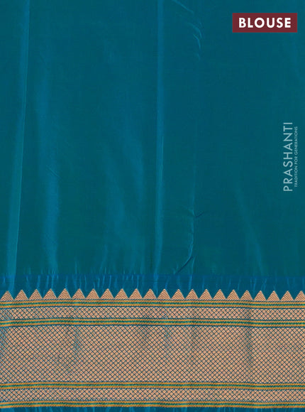Teal Blue Semi Paithani Silk Saree