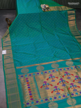 Teal Green Semi Paithani Silk Saree