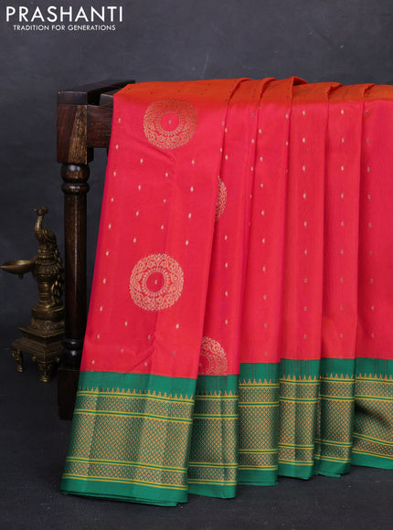 Pink & Green Semi Paithani Silk Saree