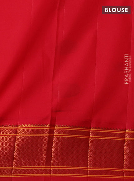 Mehendi Green & Red Semi Paithani Silk Saree
