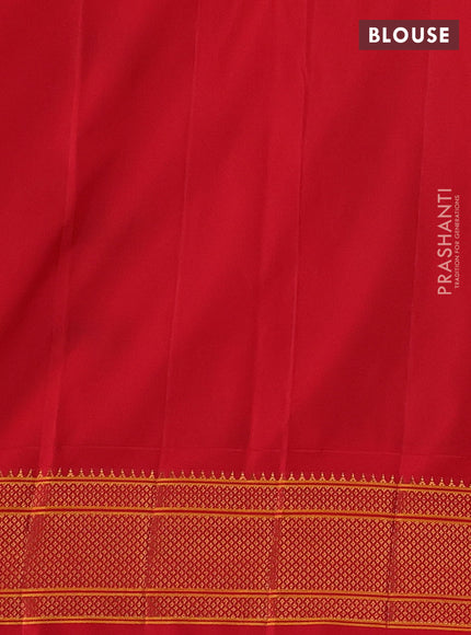 Blue & Red Semi Paithani Silk Saree