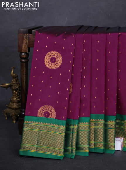 Wine & Green Semi Paithani Silk Saree