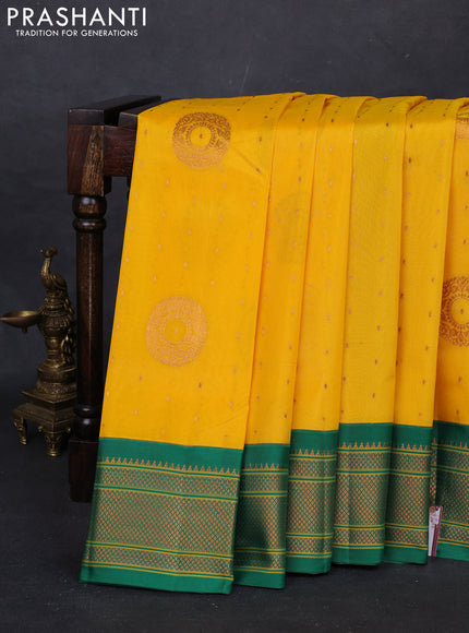 Yellow & Green Semi Paithani Silk Saree