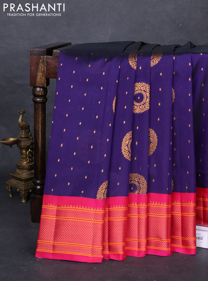 Violet & Pink Semi Paithani Silk Saree