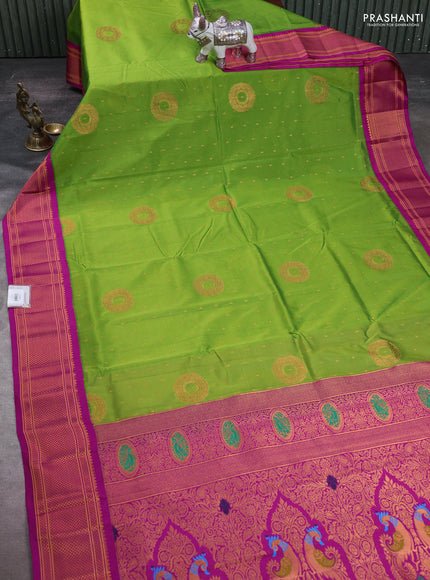 Green & Pink Semi Paithani Silk Saree