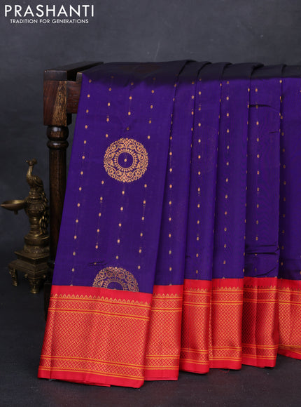 Violet & Red Semi Paithani Silk Saree