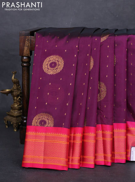 Wine & Pink Semi Paithani Silk Saree