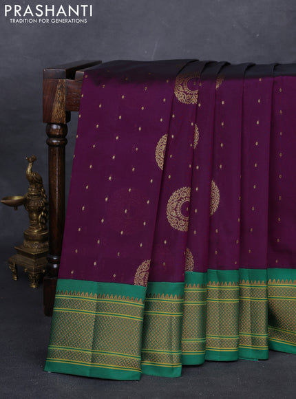 Wine & Green Semi Paithani Silk Saree