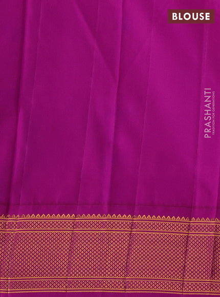 Teal Blue & Magenta Pink Semi Paithani Silk Saree