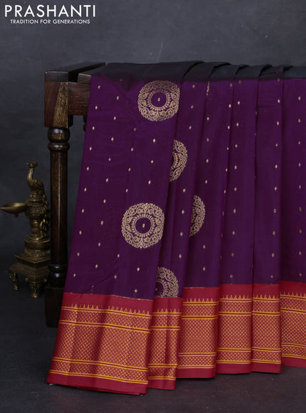 Wine & Red Semi Paithani Silk Saree
