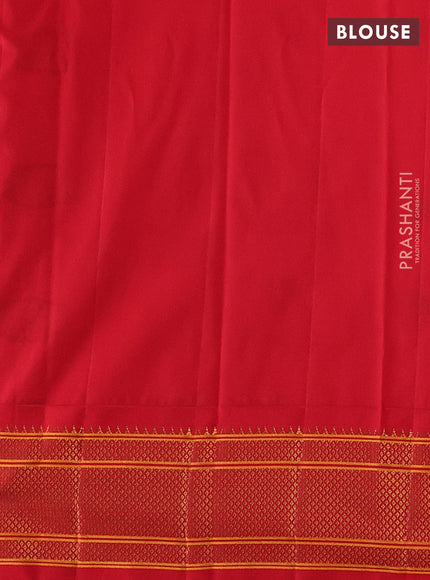 Teal Green & Red Semi Paithani Silk Saree