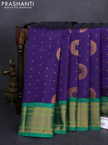 Violet & Green Semi Paithani Silk Saree
