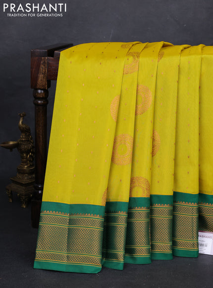 Lime Green & Green Semi Paithani Silk Saree