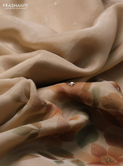 Beige Tissue Silk Embroidery Saree