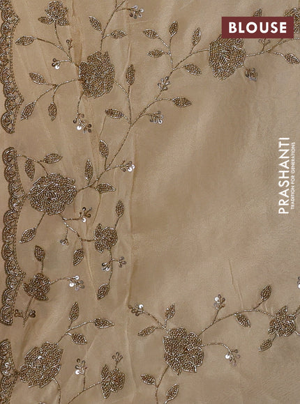 Beige Tissue Silk Embroidery Saree