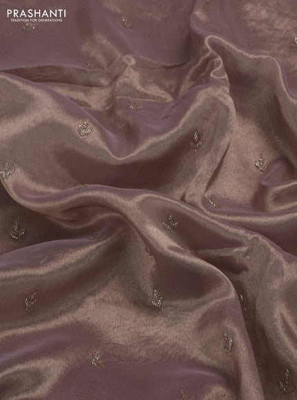Pastel Lavender Tissue Silk Embroidery Saree