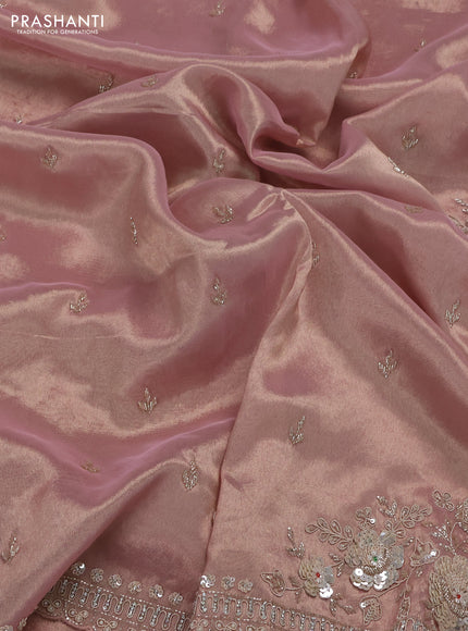 Pastel Pink Tissue Silk Embroidery Saree