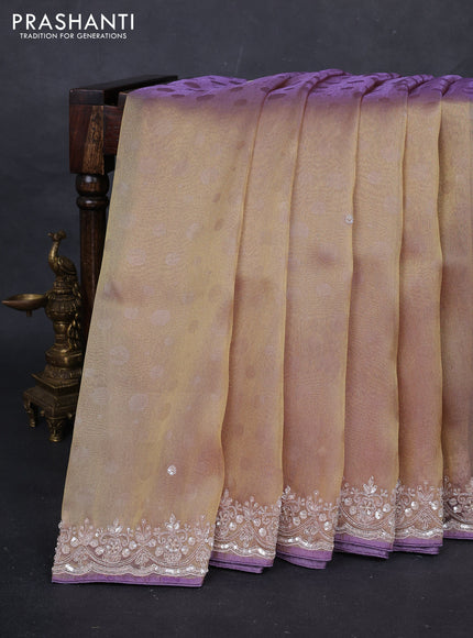 Pastel Lavender Tissue Silk Embroidery Saree