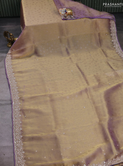 Pastel Lavender Tissue Silk Embroidery Saree
